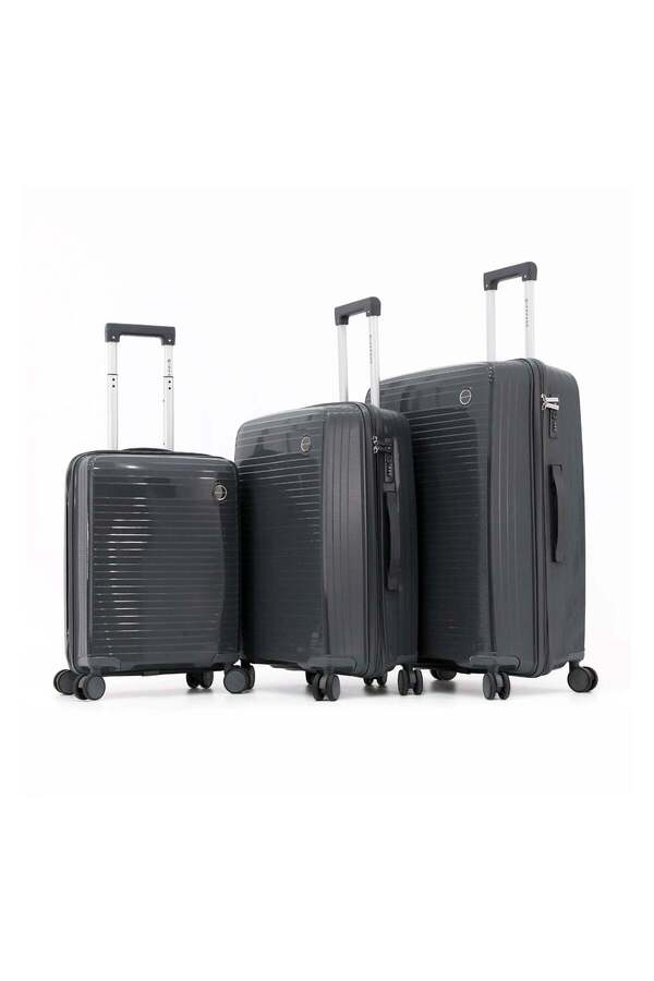 Giordano-Unbreakable Hardshell PP Luggage Set with 8 Wheels Thick Shell Multi Layer PP 3 Pieces Set, 1