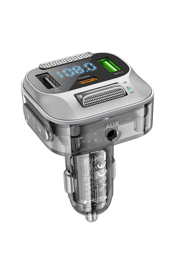REDz Accessories-Încărcător auto cu modulator FM, Bluetooth, 2 x USB și 1 x tip C, Hoco E75, negru 1