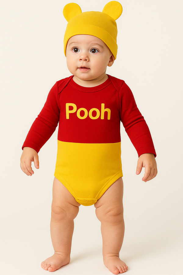 Bubito Pooh Görselli Şapkalı 2'li Bebek Badi