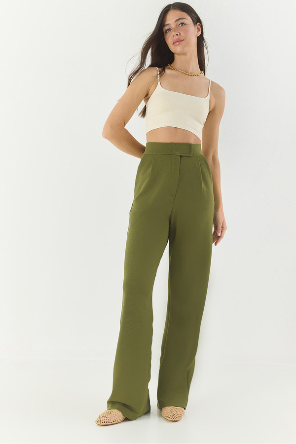Bianco Lucci-Women's Comfortable Palazzo Trousers with Velcro Waist 3826 60261150 1