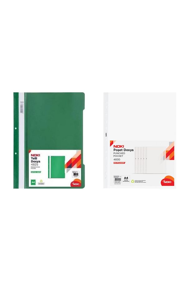 Noki-Wire File + Bag File Office Set (50 Green Wire File + 100 Bag File) 1