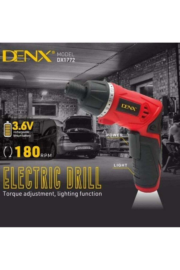 Denx-مثقاب لاسلكي إلكتروني ذكي للتفكيك والتجميع، مزود بمصباح يدوي مدمج، 1