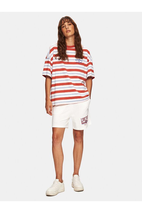 Ltb-Printed Regular Midi White Shorts 1