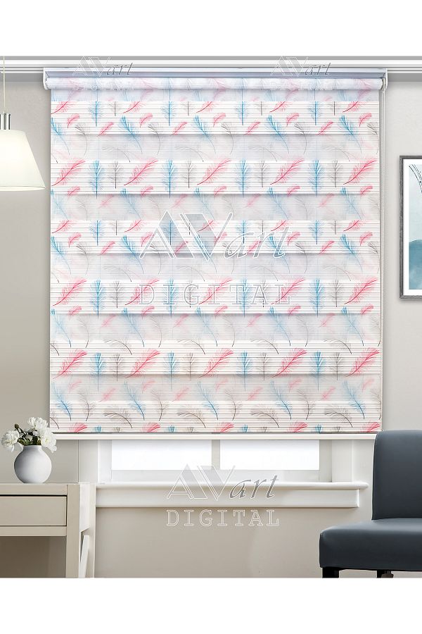 Avart Digital-Colorful Feather Printed Zebra Curtain - Colorful Feather - Digital Printed Zebra Curtain 1