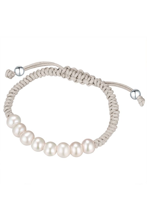 Valero Pearls-Perlenkol bandı Kol Bandı Süßwasser-Zuchtperle weiß Textil (grau) 1
