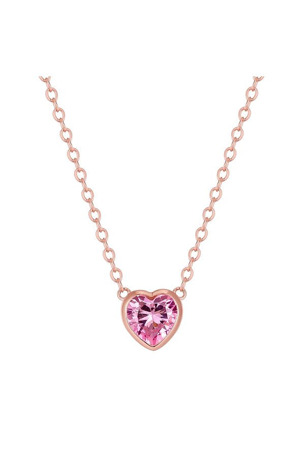 Trilani-Silberhalskette Kette Mit Anhänger Sterling Silber Roségold Zirkonia Rosa 1