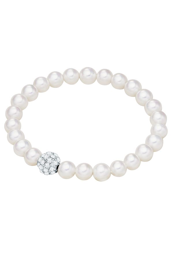 Lulu & Jane-Perlenarmband Armband Muschelkernperle Weiß Kristall Weiß 1