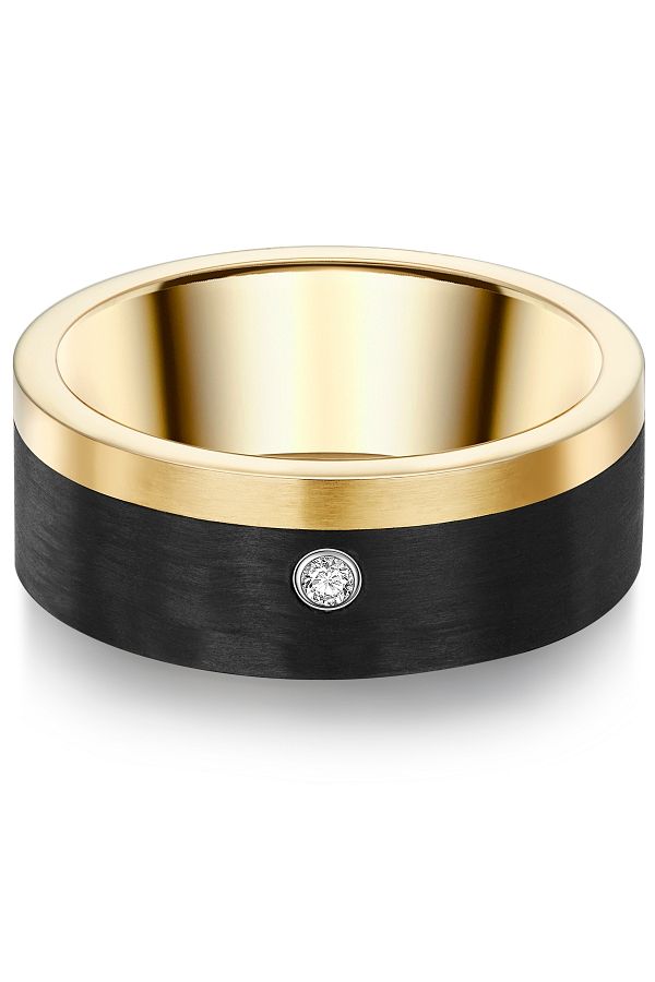 Trilani-Edelstahlring Ring Edelstahl Gelbgold Zirkonia Weiß 1