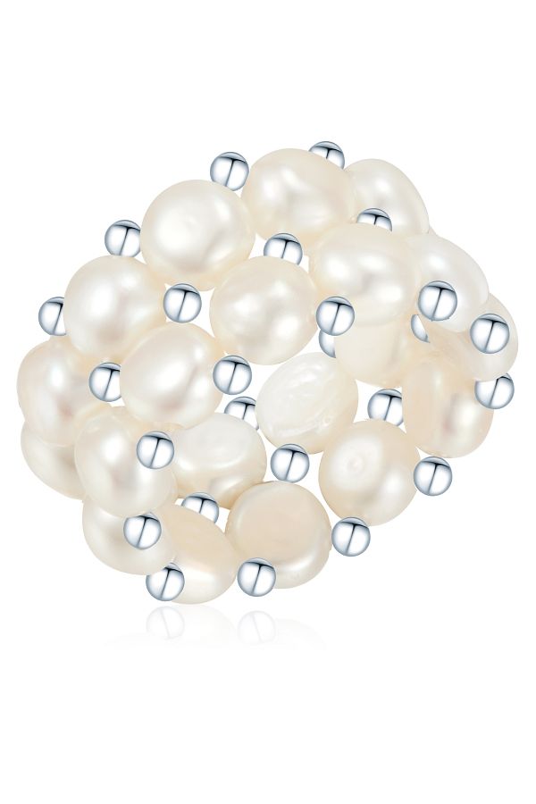 Valero Pearls-Perlenring Ring Sterling Silber Süßwasser-zuchtperle Weiß 1