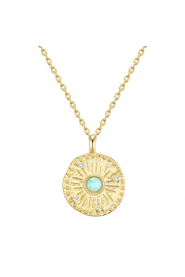 Glanzstücke München-Silberhalskette Kette ve Anhänger Sterling Silber gelbgold Amazonit grün Zirkonia weiß 1