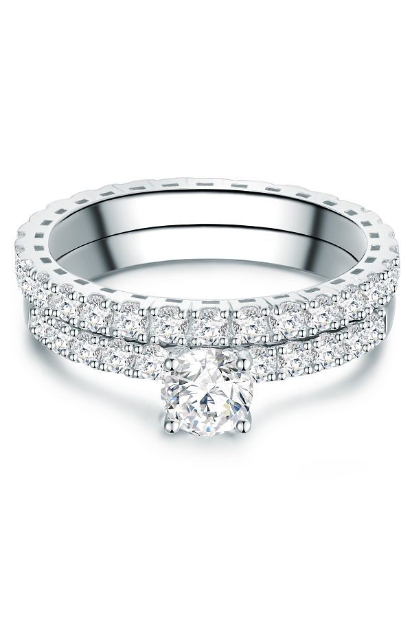 Trilani-Silberring 2er Set Ringe Sterling Silber Zirkonia Weiß 1