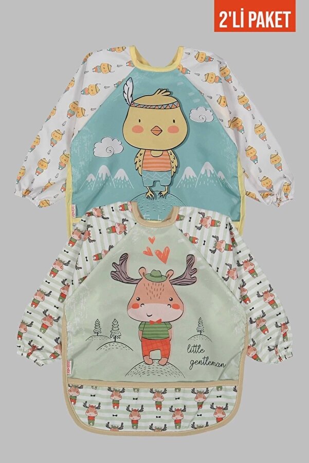 Babydonat Giyilebilir Kollu Mama Önlüğü 0-2 Yaş (CİVCİV GEYİK)