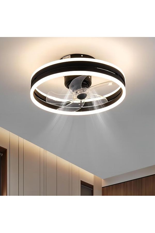 FlashHawk-Ceiling Fan with Light, with Remote Control, 6 Speeds Adjustable, Flush Mount Ceiling Fan 50 * 22CM 1