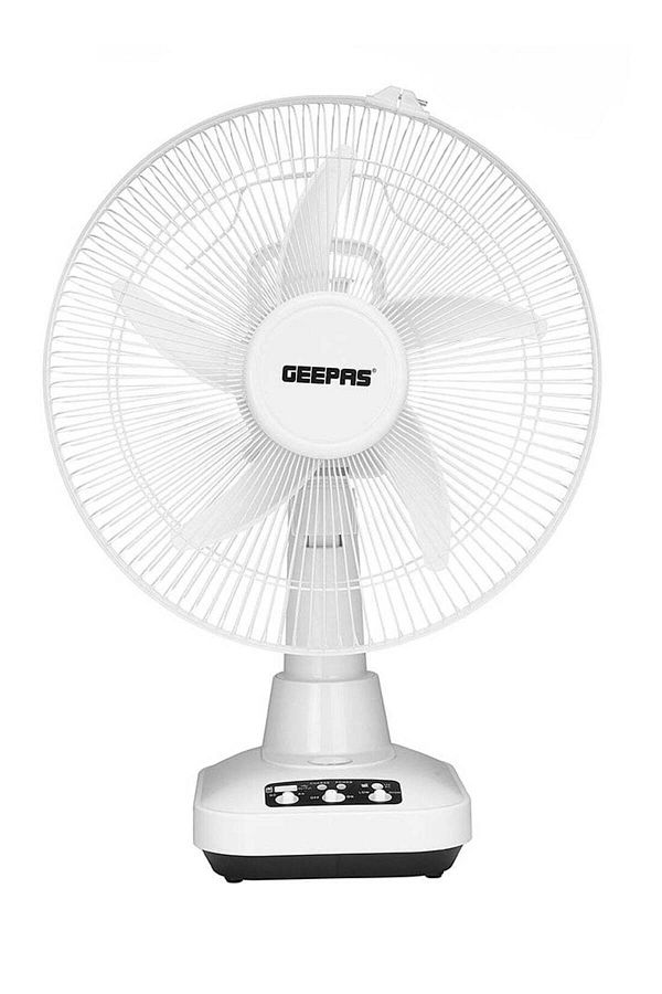 Geepas-Rechargeable Fan - 2 Speed Settings with 6 Hours Continuous Working & 24 Hours LED Light | 5000mAh B 1
