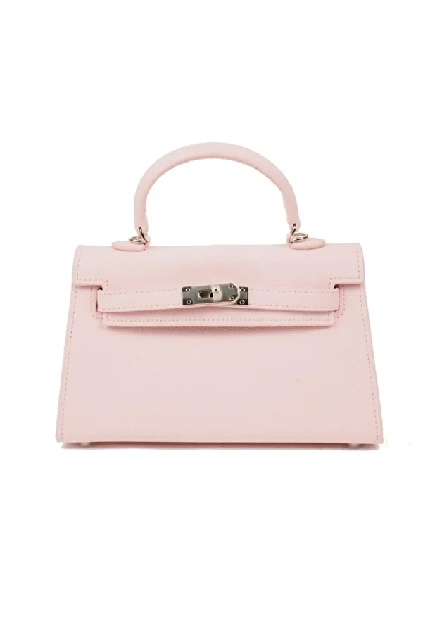 Generic-Baby pink handbag and shoulder bag with leather strap 1