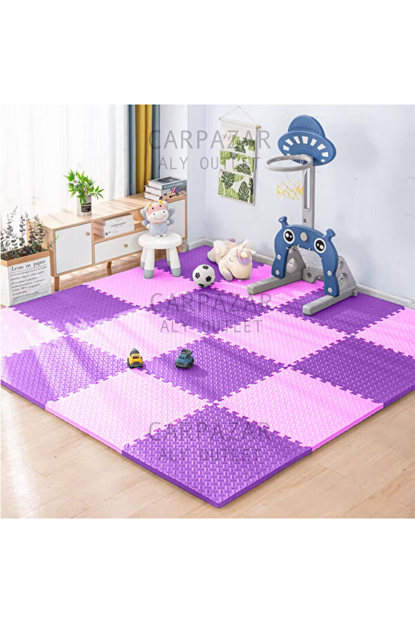 CARPAZAR Tatami Eva Mat Çocuklar İçin Köpük Halı Matı Puzzle Geçmeli Oyun Spor Kaymaz Mat 16 adet 50x50 13mm