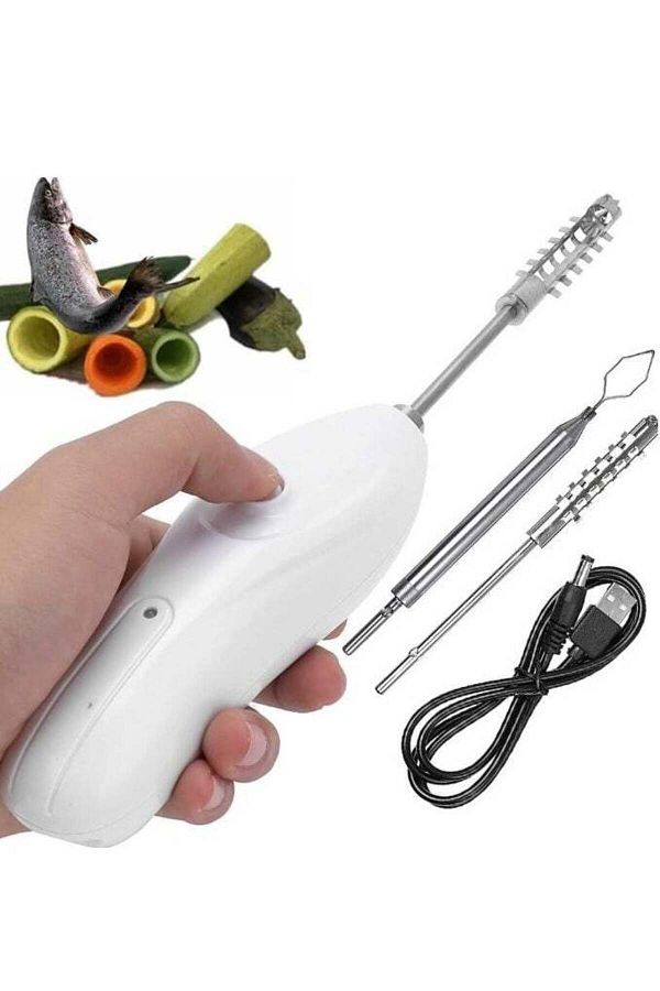 Denx-Rechargeable Portable Vegetable Corer, Electric Fish Scale Remover, Multi-function Scraper with 2 1