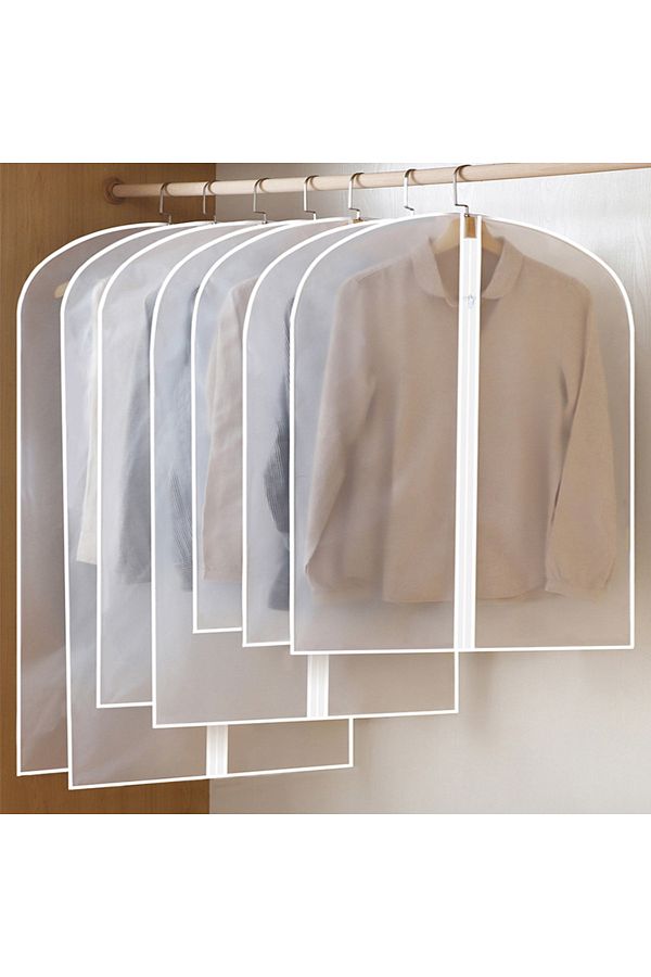 Muchmy-4 Pieces White Clothes Coat Dust Proof Covers Multi Size Zipper Laundry Storage Hanging Cover Set 1