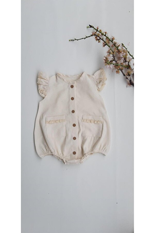 ikokokids Kız Bebek Keten Fistolu Şort Tulum