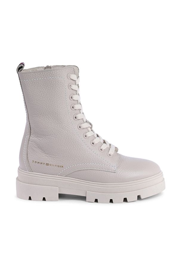 Tommy Hilfiger-Stílusos megjelenésű női WedGe sarkú csizma - gumitalp, logó | Krém | fw0fw06732-bitter 1