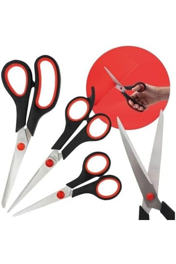Goishtrie-Stainless Steel Scissors Set - Ultra Sharp, Durable, Lightweight, Non-slip Handle (PACK OF 3) 1
