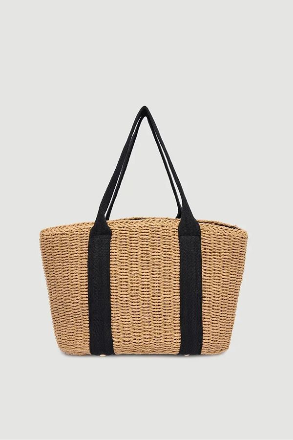 Gusto-Camel Straw Beach Bag 1
