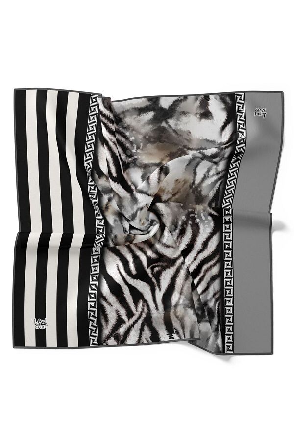 Levidor-Striped Leopard Pattern Sparkling Crystal Scarf 1