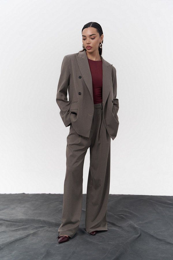 MAİ COLLECTİON-Bianda Striped Smoked Trousers 1