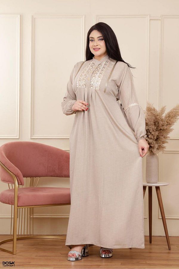 Generies-Linen abaya made of light and comfortable linen material with an elegant and modern design, ideal for everyday use 1