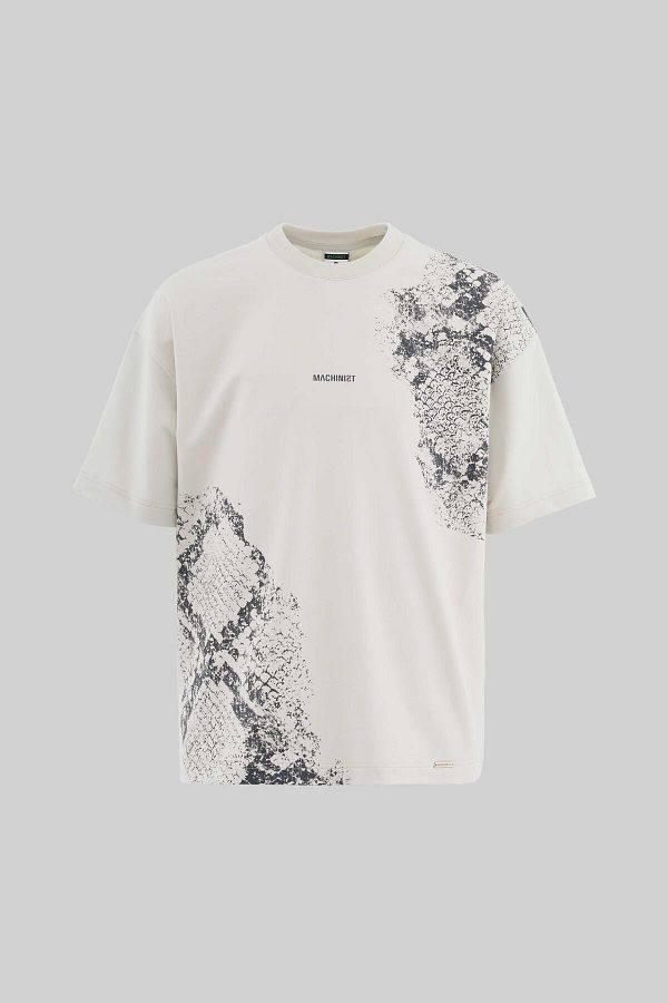 Machinist-Tricou supradimensionat pentru bărbați, gri spațial, cu imprimeu crocodil 1
