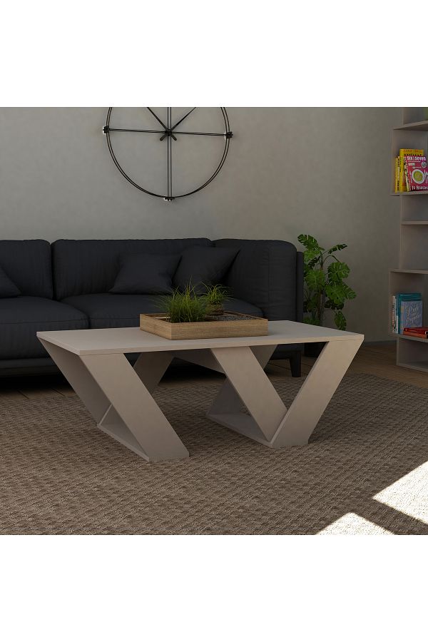 Mourah Home-طاولة قهوة مستطيلة من موراه هوم بيبرا - طاولة أريكة - لون موكا فاتح 1