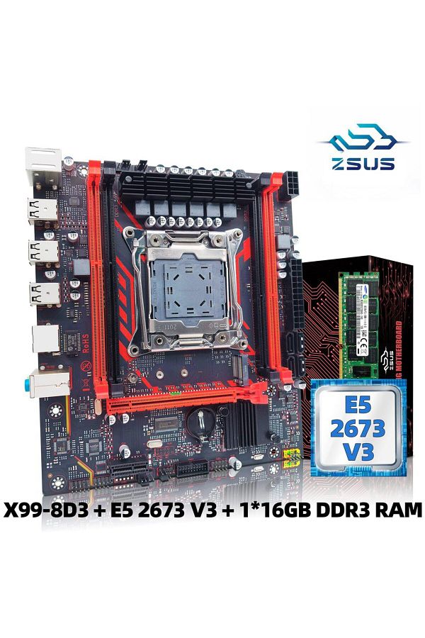ZSUS-Motherboard Cpu Ram X99-8d3 Motherboard Set Kit With Intel Lga2011-3 Xeon E5 2673 V3 Cpu Ddr3 1 1