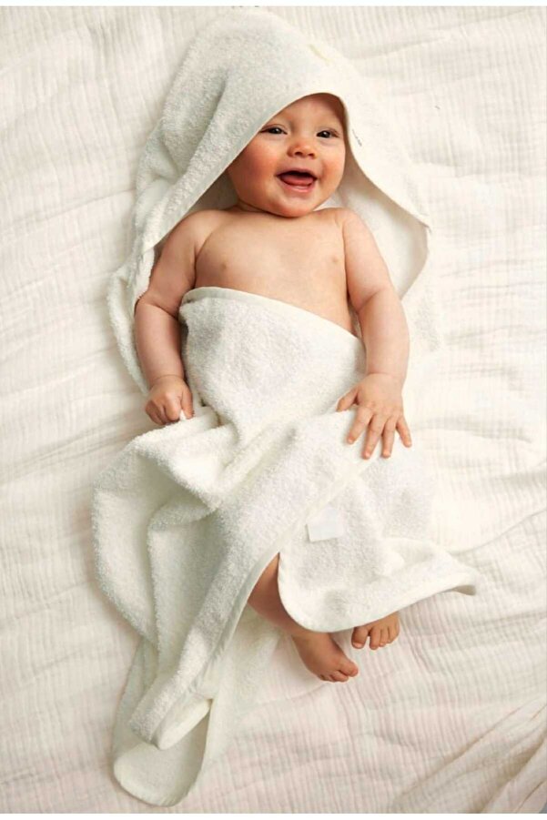 PAMUK HANIM Outlet-%100 Pamuklu Kız-erkek Yenidoğan-bebek Banyo Havlu Kundak Düz/krem