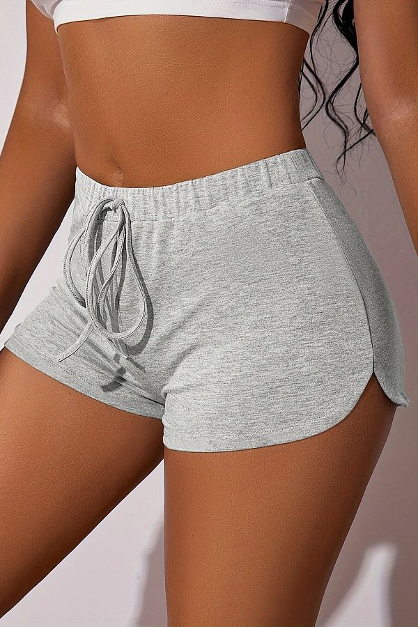 Merry See-Drawstring Mini Shorts with Side Slits 1