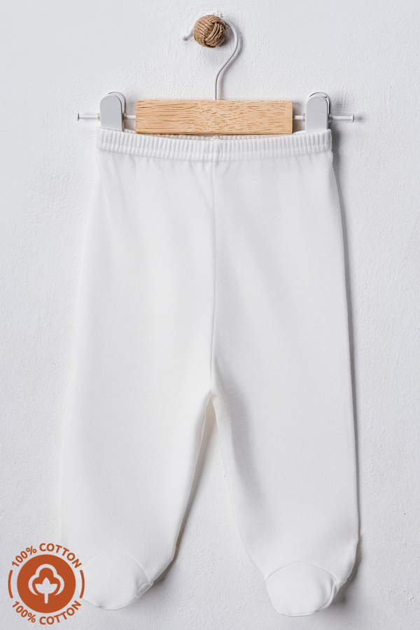 Miniel Unisex Bebek Penye Organik Pamuklu 0-6 Ay Patikli Bebek Pantolon Tek Alt Basic Model