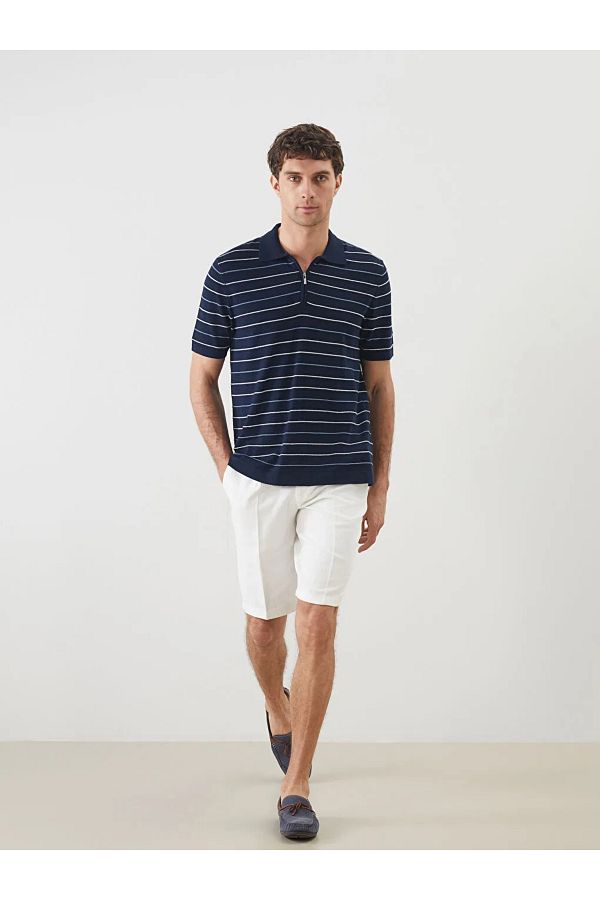 LC Waikiki-شورت LCW Vision Ecru Standard Moulded Linen Look للرجال 1