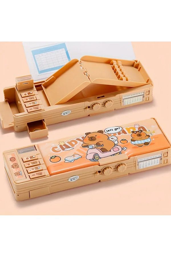 seyuse-Capybara with Password Pencil Case Capybara Pencil Holder Multi-Function Cute Large Capacity 1