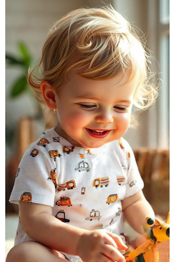 PEAR BABY Araba Detaylı Bebek & Çocuk Çıtçıtlı Tulum