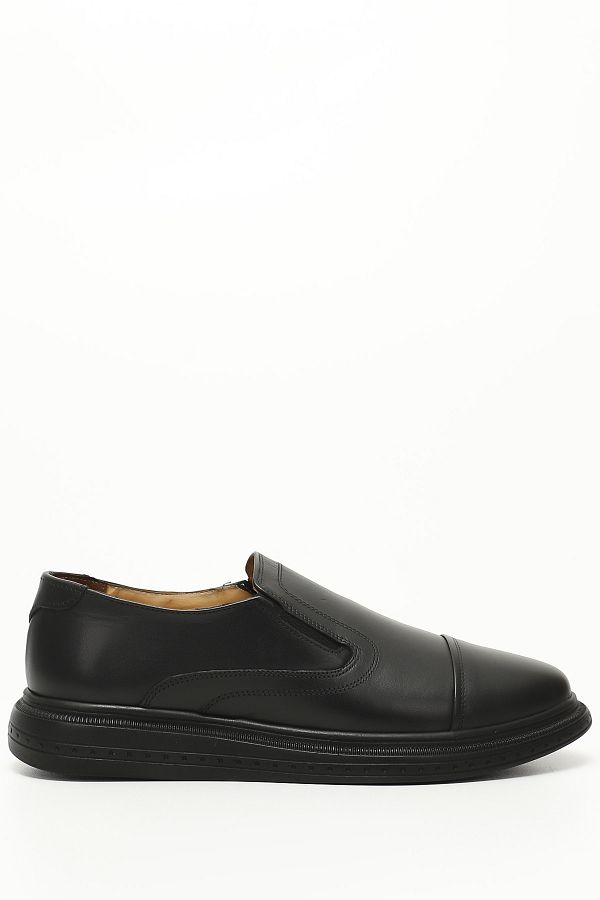 GÖNDERİ(R)-Black Heel Genuine Leather Round Toe Casual Men's Shoes 01967 1