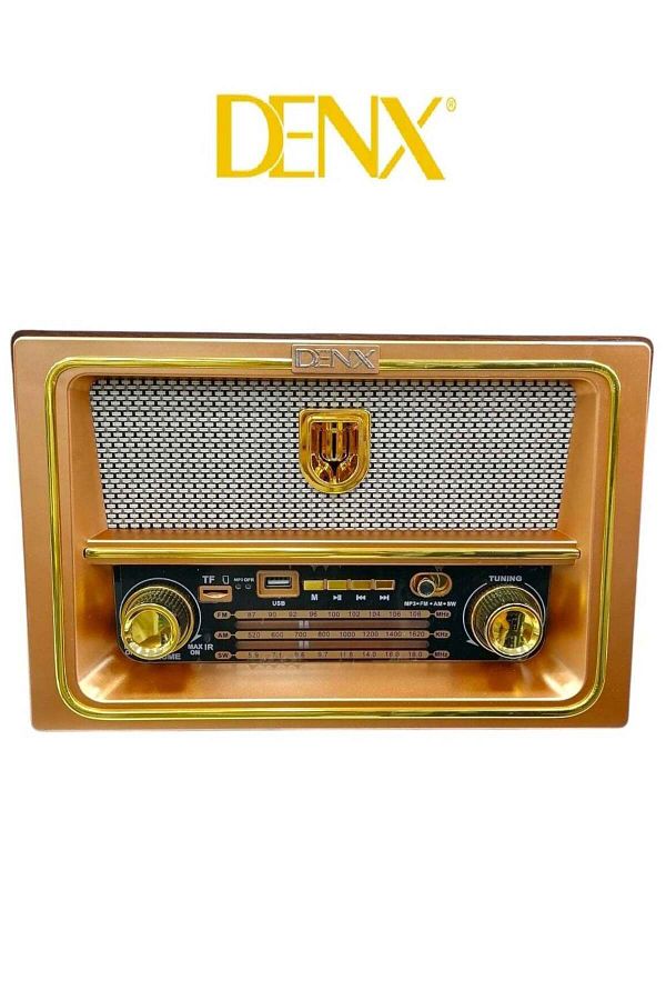 Denx-Rechargeable HI-FI Radio with Remote Control, Large Capacity Battery, Portable, Retro Style FM 1