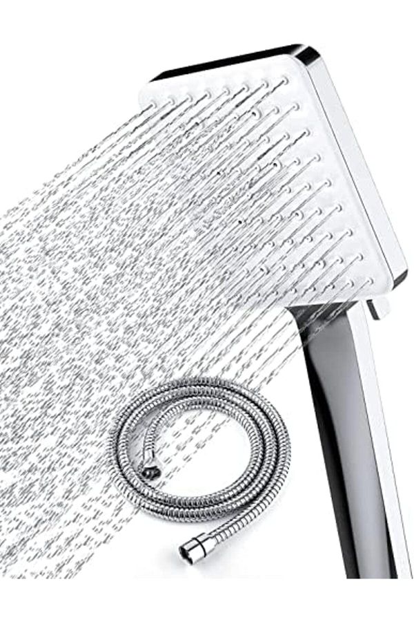 Newentor-Shower Head with Hose Set with 6 Settings Spray Mode, Chrome - 1.5m 1