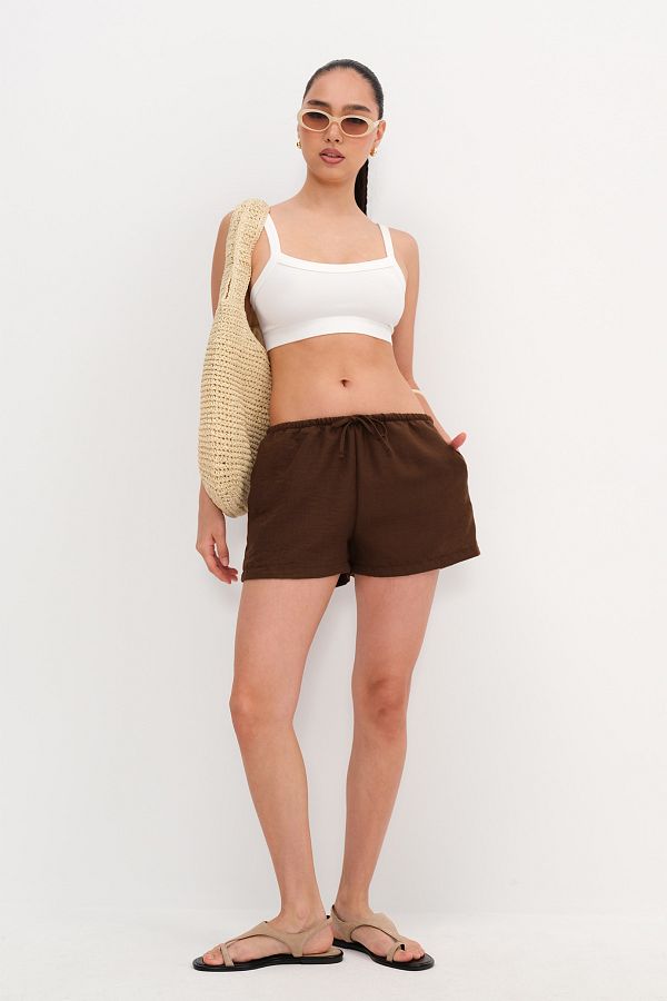 Addax-Elastic Waist Shorts Ş17108 1