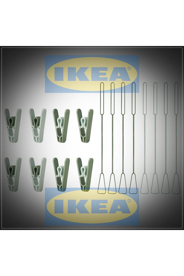 IKEA-Σετ πράσινων μανταλάκια Slibb, Συσκευή κρέμασης με δαχτυλίδι, Σετ 8 τεμαχίων 1