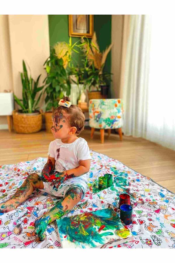 yorni Family Bebek Odası Halı Üstüne Sermek Için Sıvı Geçirmez Oyun Örtüsü, Makinede Yıkanabilir