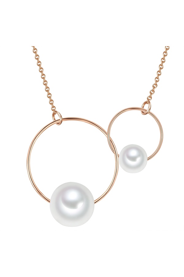 Lulu & Jane-Perlenhalskette Kette mit Anhänger roségold Muschelkernperle weiß 1