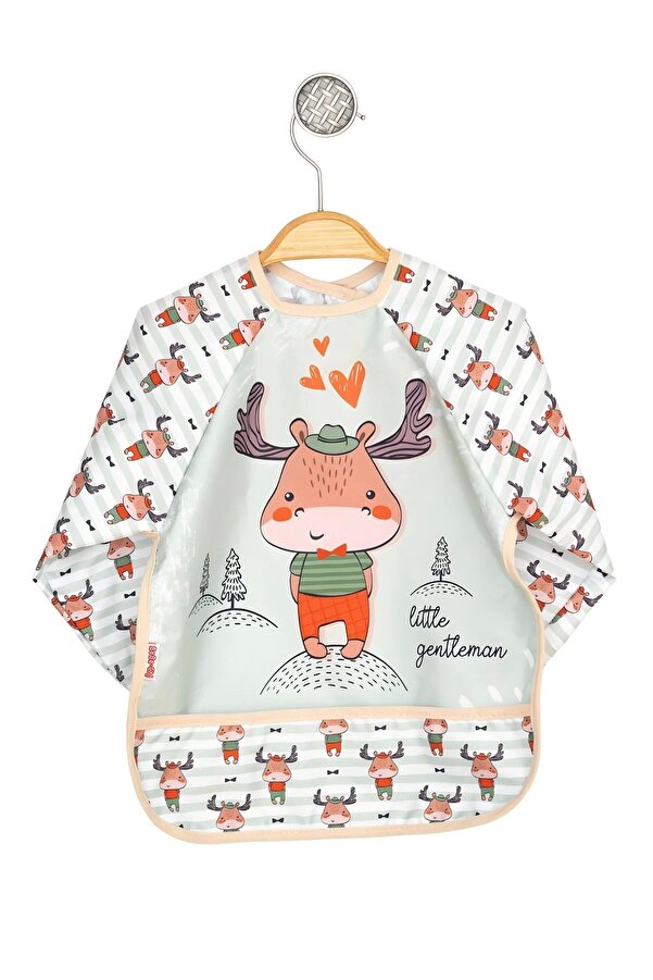 Bebechi Geyik Temalı Giyilebilir Su Geçirmez Mama Önlüğü Cepli