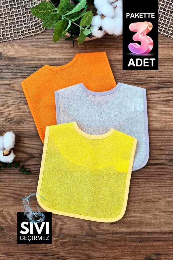 Buude Kids Pratik 3'lü Sıvı Geçirmez Mama Önlüğü 0-18 Ay