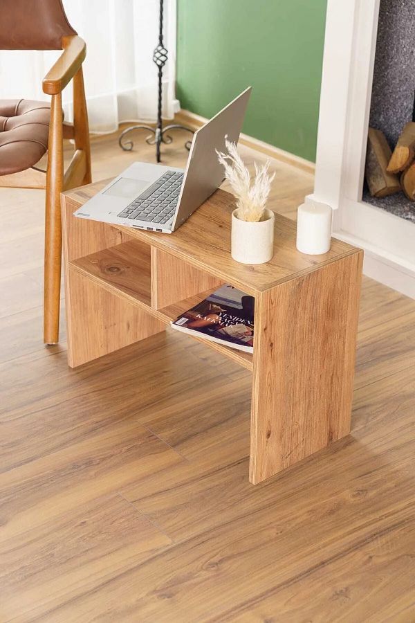 interGO-Side And Center Table With Shelves - Atlantic Pine Pattern 1