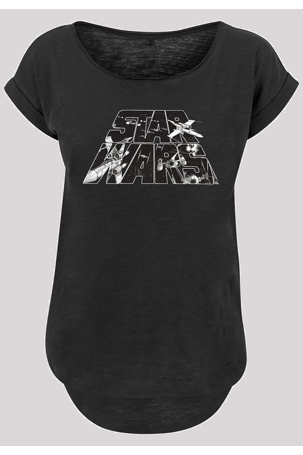 F4NT4STIC-Damen Star Wars Logo Space Sketch mit Ladies Long Slub T-Shirt 1
