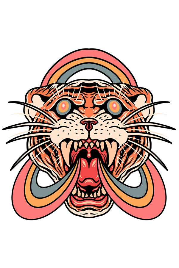 Storygift Romania Sticker Label 50cm With Tiger Rainbow Abstract Fangs ...